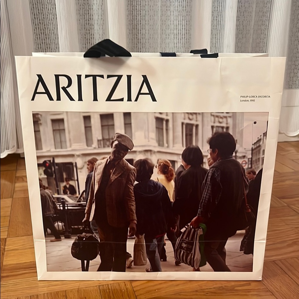 Aritzia Bag with Urban Scene and Black Handles
